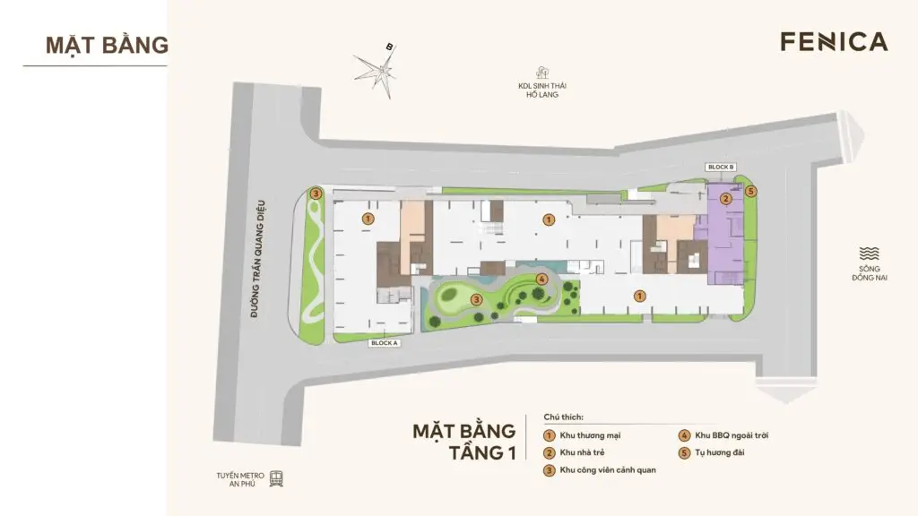 Mặt bằng tầng 1 dự án Fenica